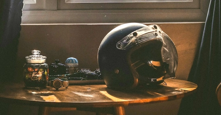 Motorcycle hemlet on the table